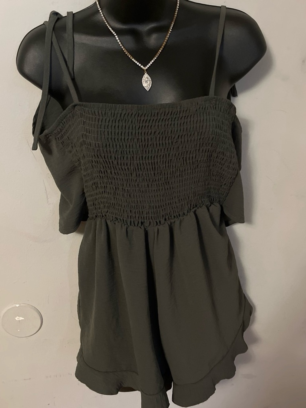 SHEIN Black Smocked Tie-Strap Camisole